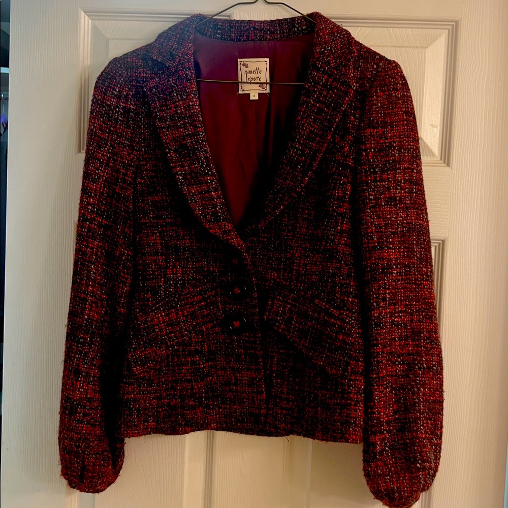 Nanette Lepore Women's Tweed Blazer - Red and Black